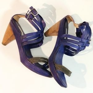 Vic Matié multi ankle strap mid-heel sandals, EU40, wide fit, EUC custom dyed